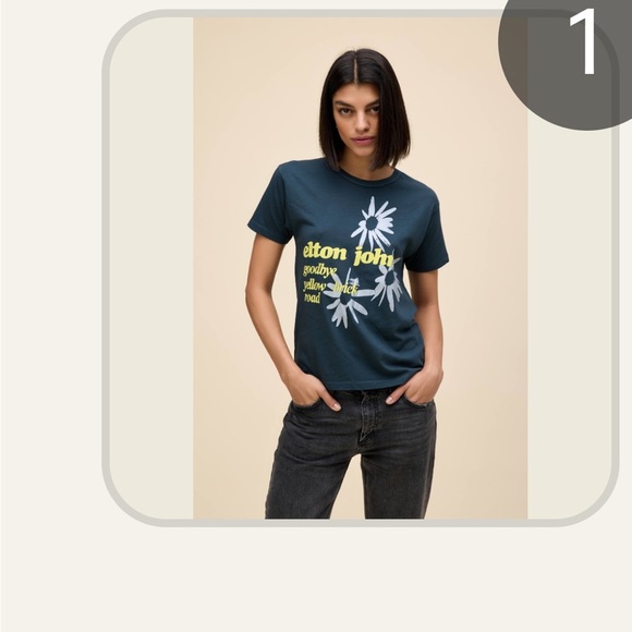 NWT daydreamer yellow brick road Elton John Graphic Tee Small ringer tee - Picture 2 of 4